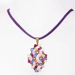 Pendant 65cm - Terence Rhombus S-Purple Suedine - Pendant 65cm - Laiton bronze